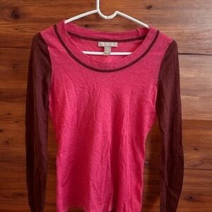 Banana Republic Pink and Brown Long Sleeve Top